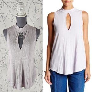 We The Free Lilac Ribbed Keyhole Mockneck Tank